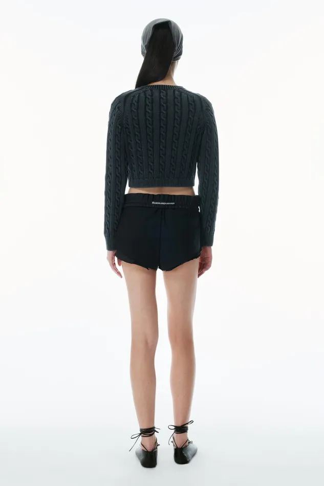 Alexander Wang Sweaters Organic Cotton CableKnit Cropped Cardigan 8211 Women