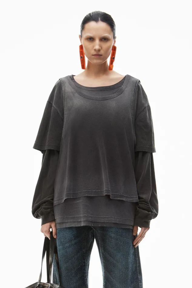 Alexander Wang TShirts Oversize TripleLayer Unisex Tee In Cotton 8211 WomenMen