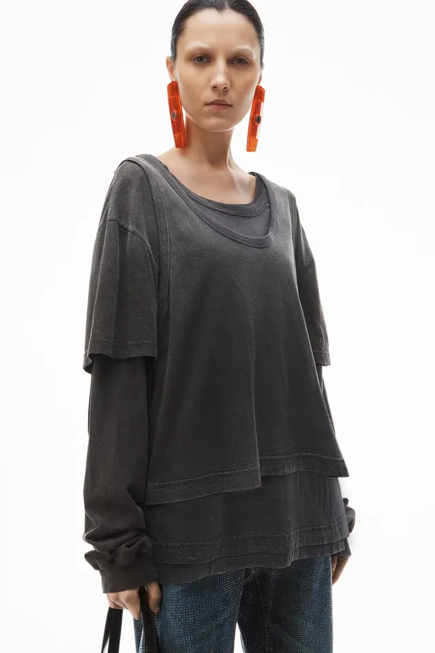 Alexander Wang TShirts Oversize TripleLayer Unisex Tee In Cotton 8211 WomenMen