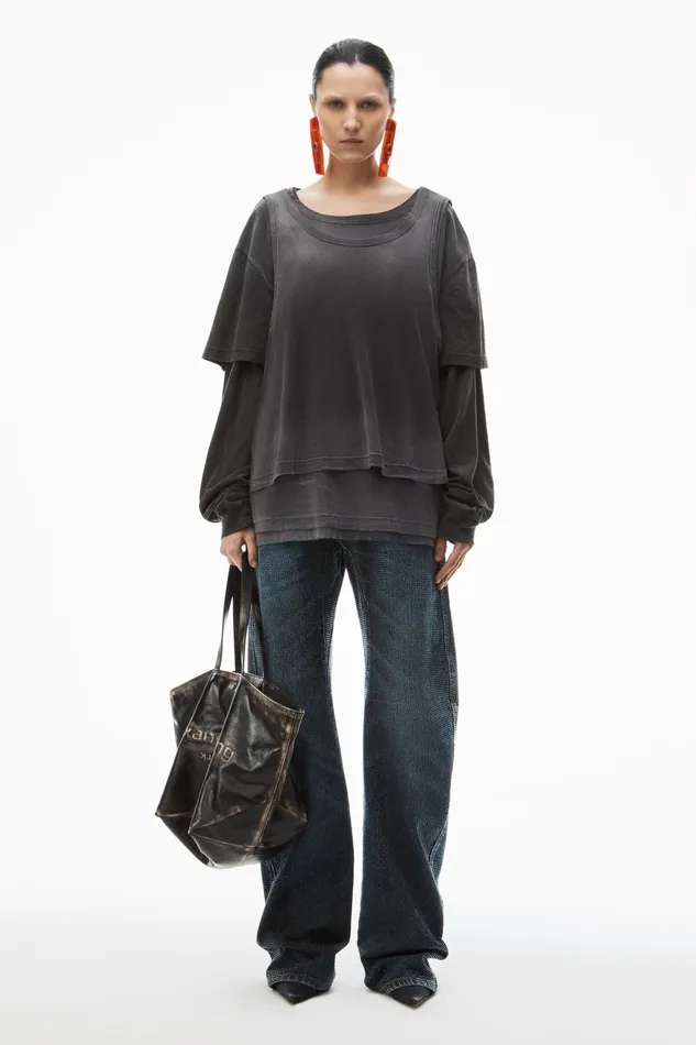 Alexander Wang TShirts Oversize TripleLayer Unisex Tee In Cotton 8211 WomenMen