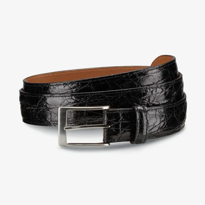 Allen Edmonds Caiman Crocodile Dress Belt Black Crocodile Leather Men Dress Belts