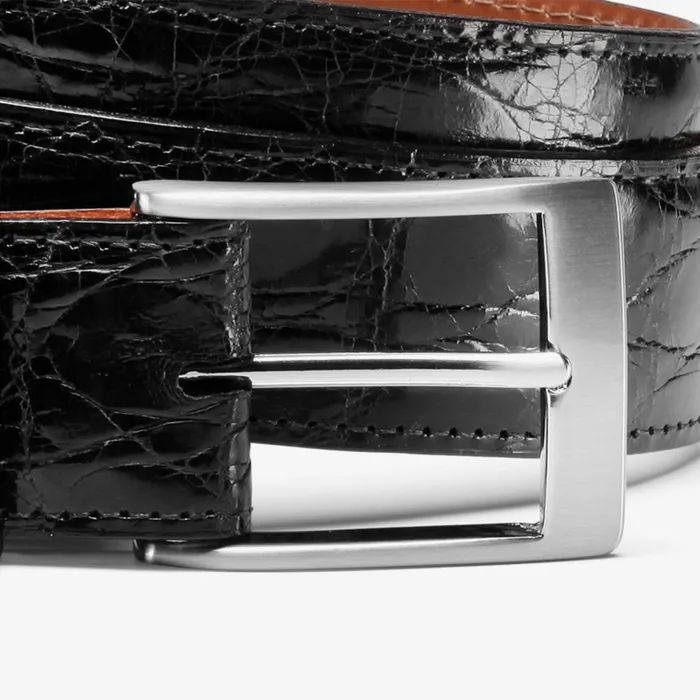 Allen Edmonds Caiman Crocodile Dress Belt Black Crocodile Leather Men Dress Belts