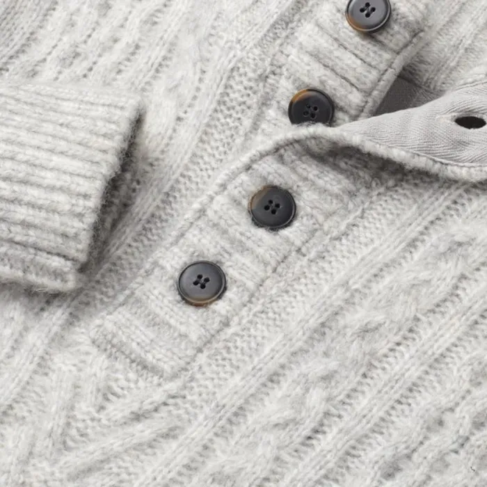 Allen Edmonds Fisherman Mock Neck Sweater Cloud Men Shirts and Sweaters