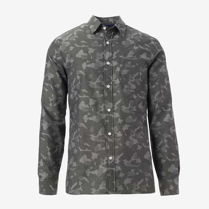 Allen Edmonds Herringbone Cotton Sport Shirt Camo Men Shirts and Sweaters