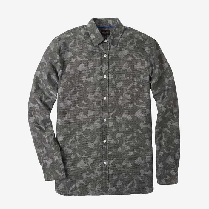 Allen Edmonds Herringbone Cotton Sport Shirt Camo Men Shirts and Sweaters
