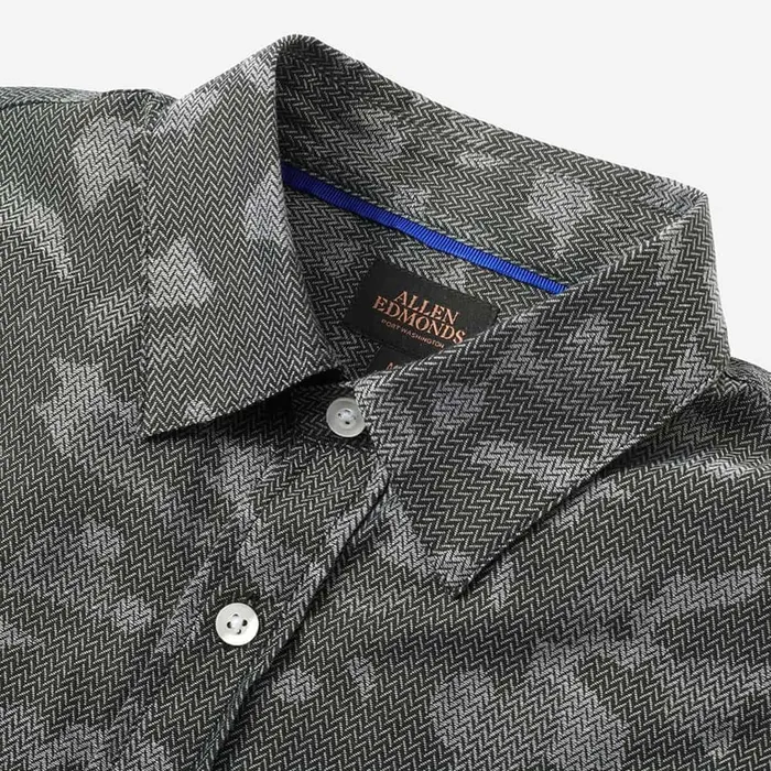 Allen Edmonds Herringbone Cotton Sport Shirt Camo Men Shirts and Sweaters