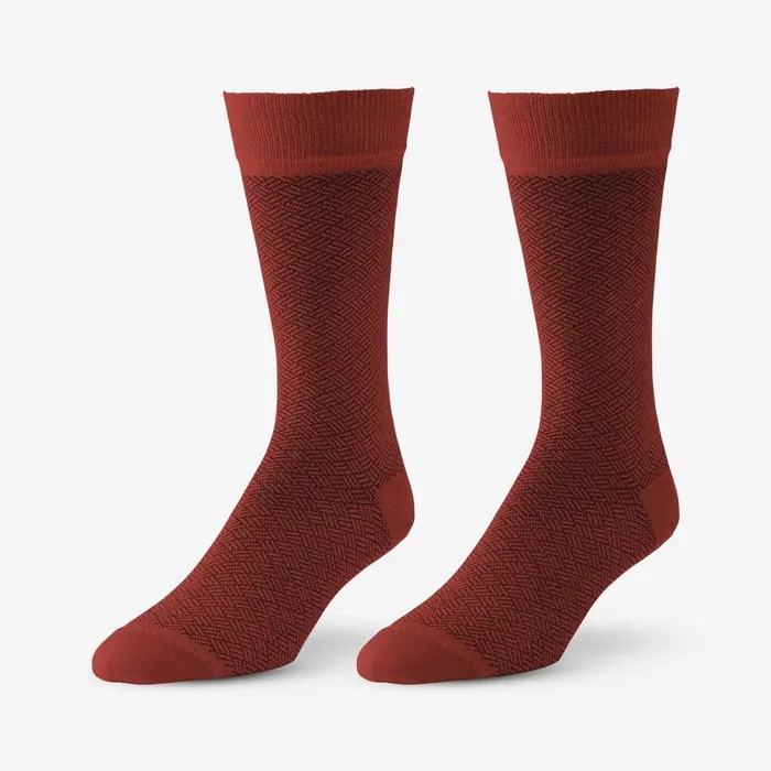 Allen Edmonds MidCalf Pattern Dress Sock Brick Red Rhombi Men Socks
