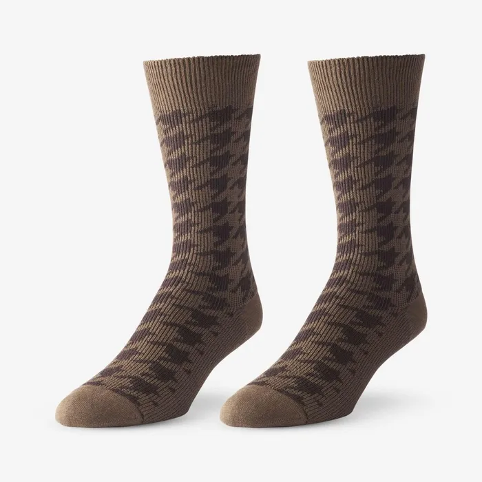 Allen Edmonds MidCalf Pattern Knit Dress Sock Brown Houndstooth Men Socks