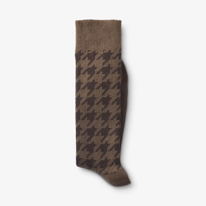 Allen Edmonds MidCalf Pattern Knit Dress Sock Brown Houndstooth Men Socks