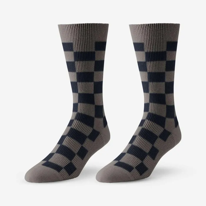 Allen Edmonds MidCalf Pattern Knit Dress Sock Grey Check Board Men Socks