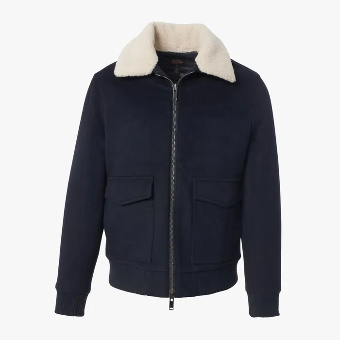Allen Edmonds Sherpa Collar Bomber Jacket Navy Men Outerwear