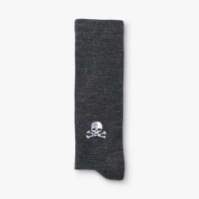 Allen Edmonds Skull and Cross Bones Merino Cool Dress Socks Charcoal Men Socks
