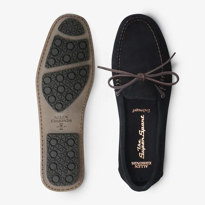 Allen Edmonds Super Sport Suede Camp Moc Black Men Boat Shoes and Driving Mocs
