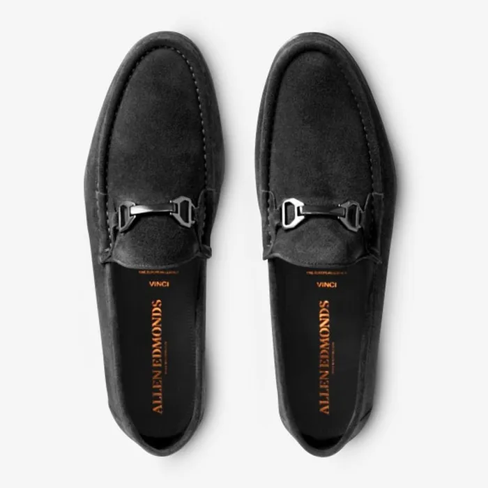 Allen Edmonds Vinci Suede Italian Bit Loafer Black Men Loafers and SlipOns