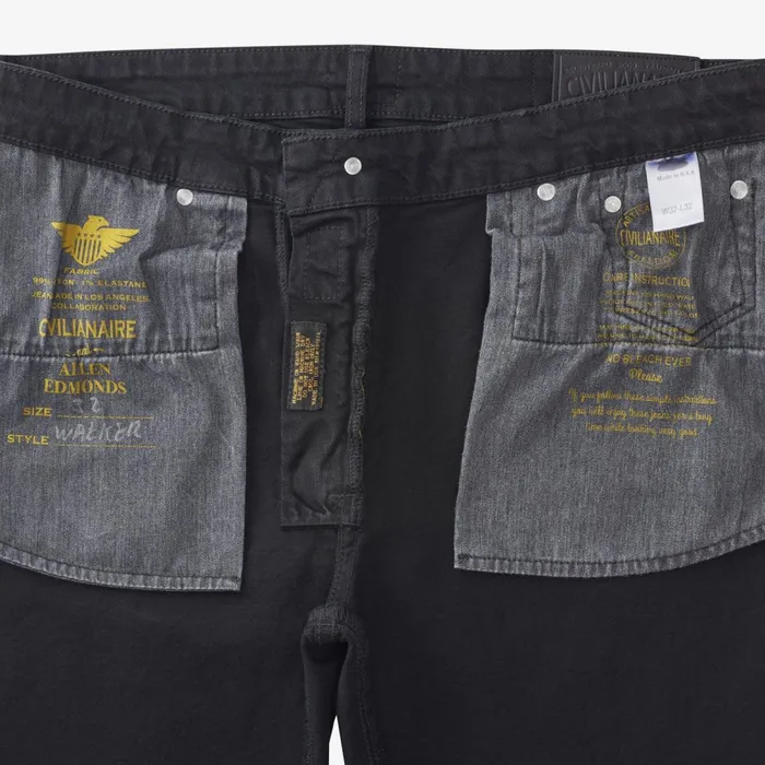 Allen Edmonds Walker Slim Straight Leg Jean In Black By Civilianaire Overdye Black Men Jeans Pants and Shorts