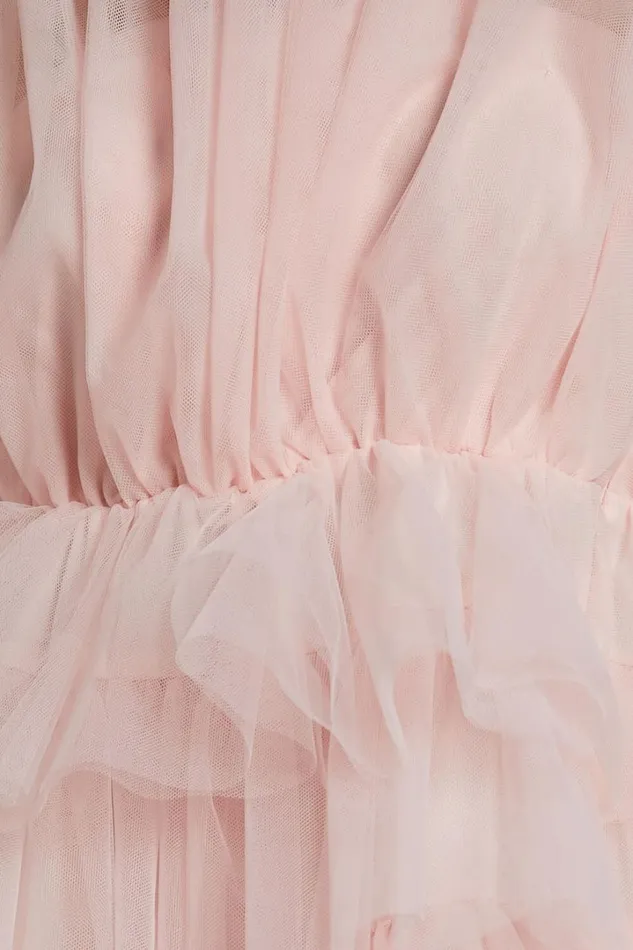 Allora Mini Dress 8211 Tiered Tulle Fit And Flare Dress In Pale Pink Women Showpo Dresses
