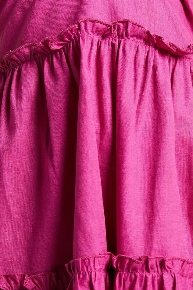 Amalie The Label 8211 Elysees Linen Blend Strappy Halter Midi Dress In Magenta Women Showpo Dresses