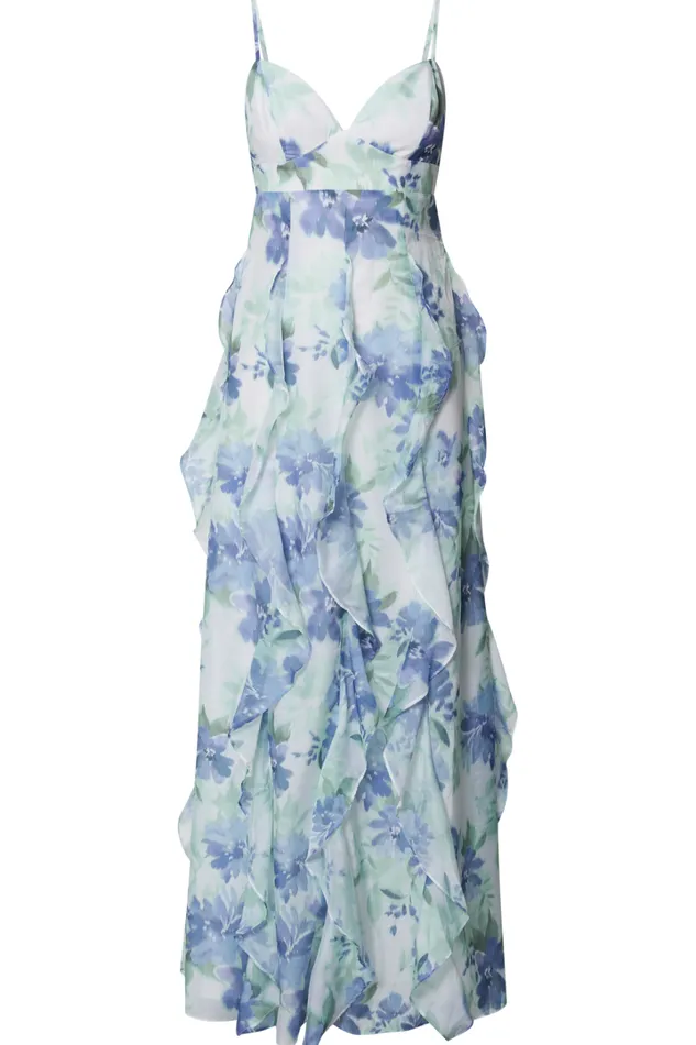 Amalie The Label 8211 Rosalie Strappy Cut Out Ruffle Detail Maxi Dress In Elysian Print Women Showpo Dresses
