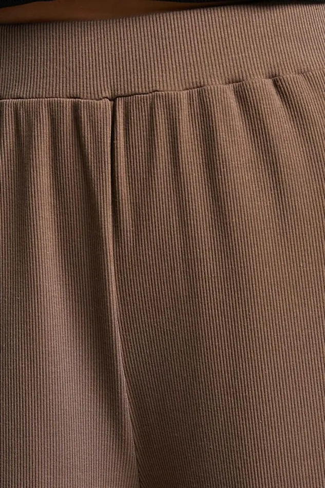 Amalthea Pants 8211 High Waisted Jersey Rib Wide Leg Pants In Mocha Women Showpo Loungewear