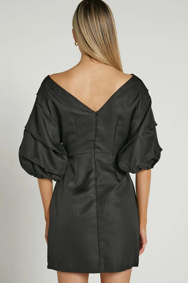 Anastasija Mini Dress 8211 Off Shoulder V Neck Dress In Black Women Showpo Curve Clothes