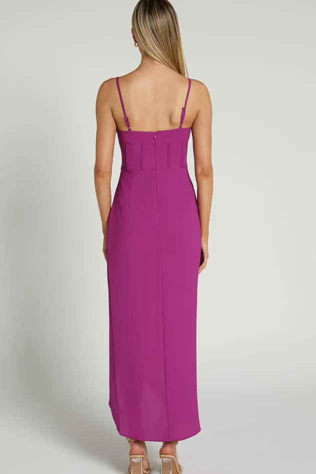 Andrina Midi Dress 8211 High Low Wrap Corset Dress In GRAPE Women Showpo Curve Clothes
