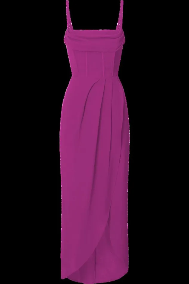 Andrina Midi Dress 8211 High Low Wrap Corset Dress In GRAPE Women Showpo Curve Clothes