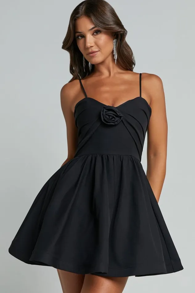 Angel Mini Dress 8211 Sweetheart Rosette Fit And Flare Dress In Black Women Showpo Dresses Angel Mini Dress 8211 Sweetheart Rosette Fit And Flare Dress In Black Women Showpo Dresses