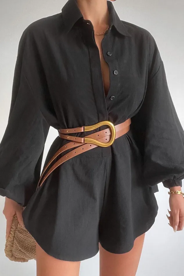 Anka Playsuit 8211 Relaxed Button Front Shirt Playsuit In Black Women Showpo Rompers
