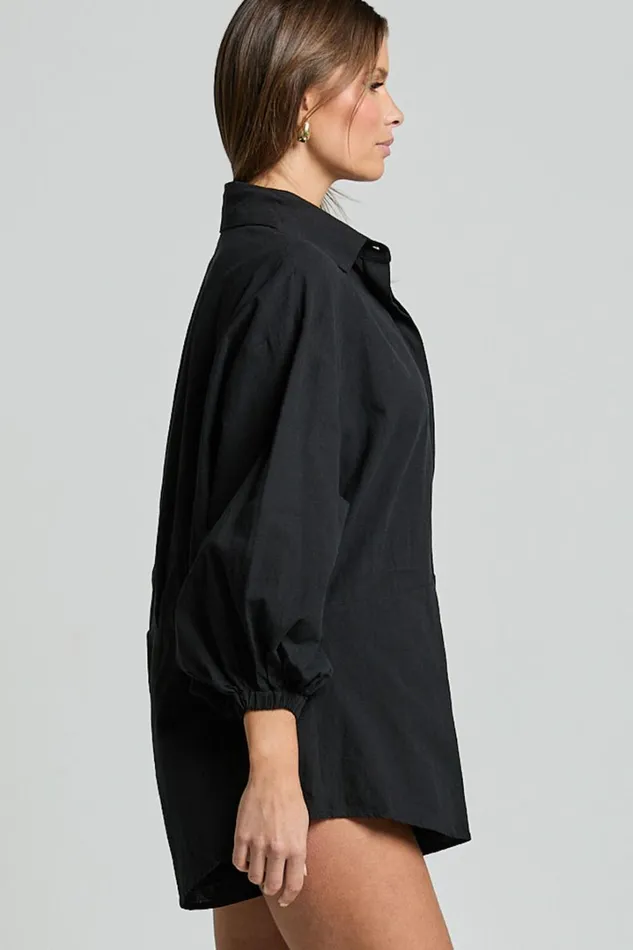 Anka Playsuit 8211 Relaxed Button Front Shirt Playsuit In Black Women Showpo Rompers