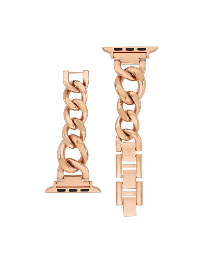 Anne Klein Chain Link Bracelet Band For Apple Watch Rose Goldtone Women Watches 038 Jewelry