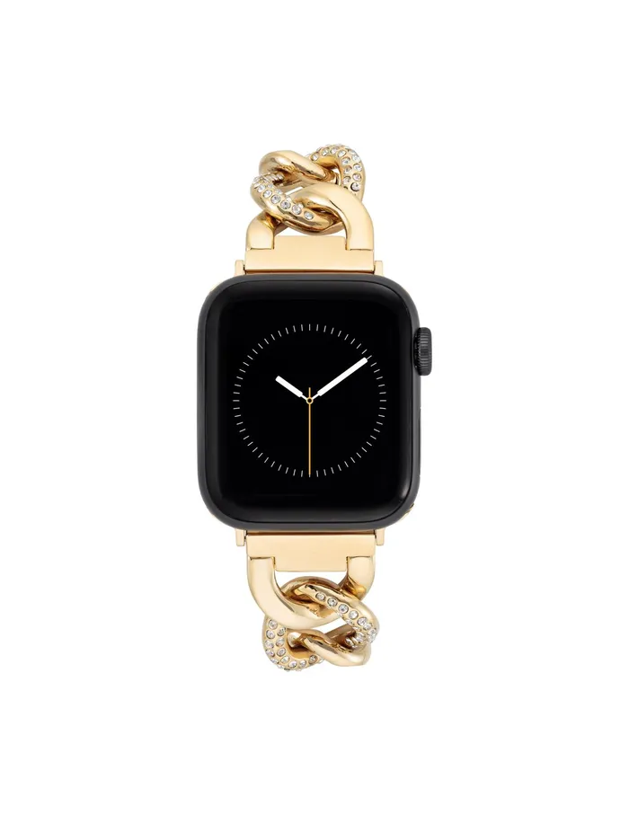 Anne Klein Chain Link Bracelet Band With Premium Crystals For Apple Watch Gold Women Accessories