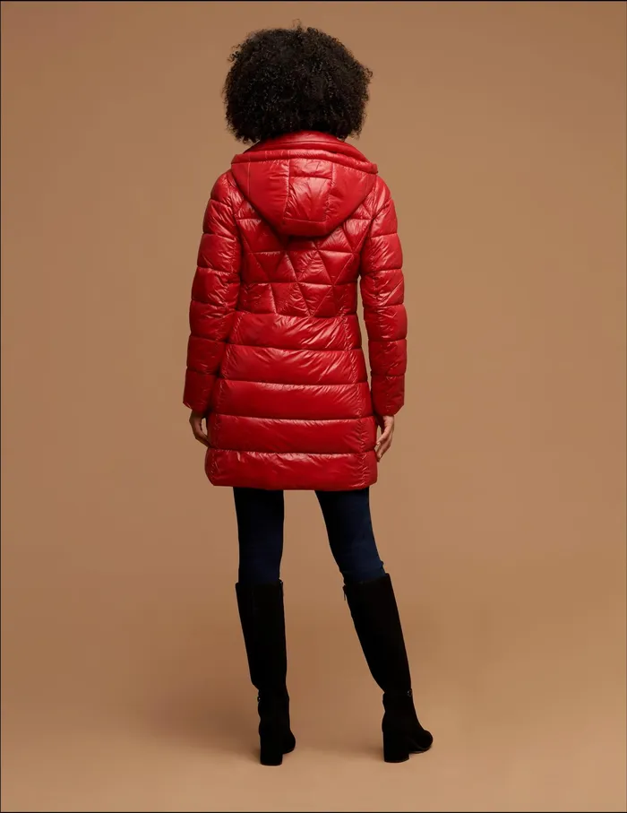 Anne Klein Consider It Lightweight Long Packable Jacket Crimson Women Clothing