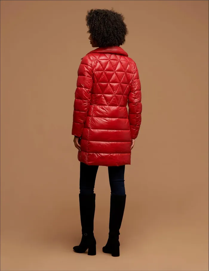 Anne Klein Consider It Lightweight Long Packable Jacket Crimson Women Clothing