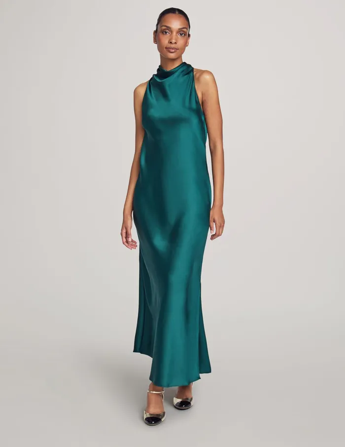 Anne Klein Cowl Neck Midi Dress Pine Forest Women Clothing