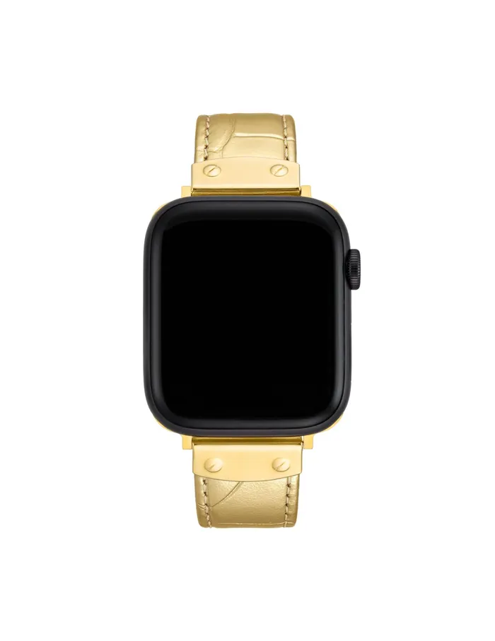 Anne Klein Croco Leather Band For Apple Watch Goldtone Women Watches 038 Jewelry