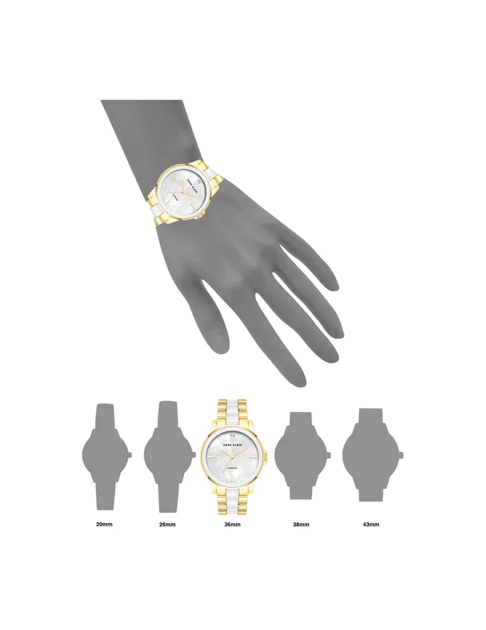 Anne Klein Diamond Accented Ceramic Boyfriend Watch White Women Watches 038 Jewelry