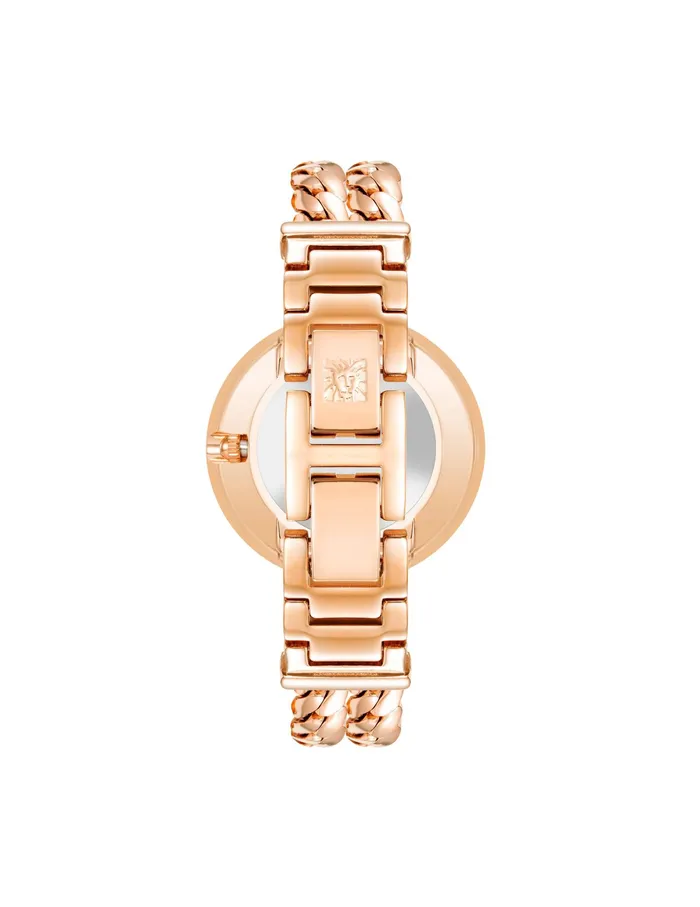 Anne Klein Double Chain Bracelet Watch Rose Goldtone Women Watches 038 Jewelry