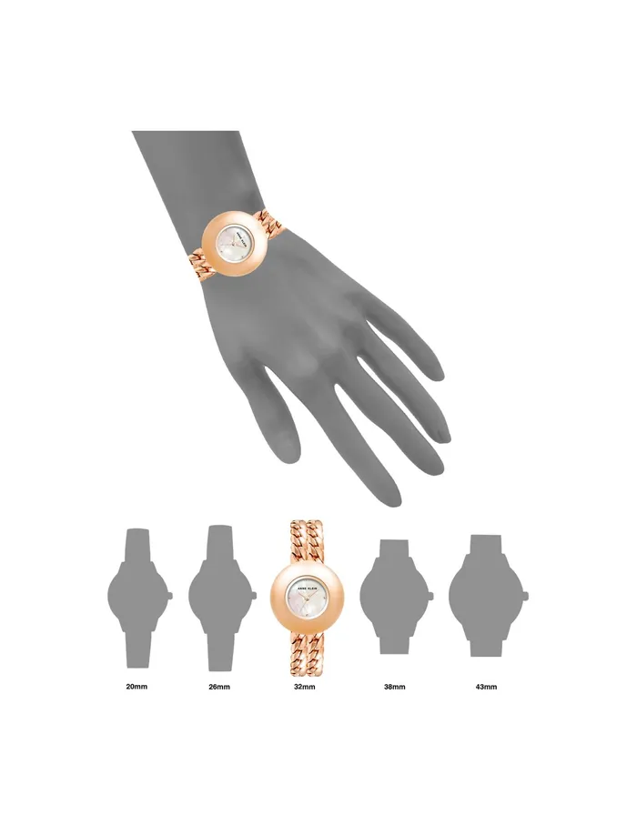 Anne Klein Double Chain Bracelet Watch Rose Goldtone Women Watches 038 Jewelry