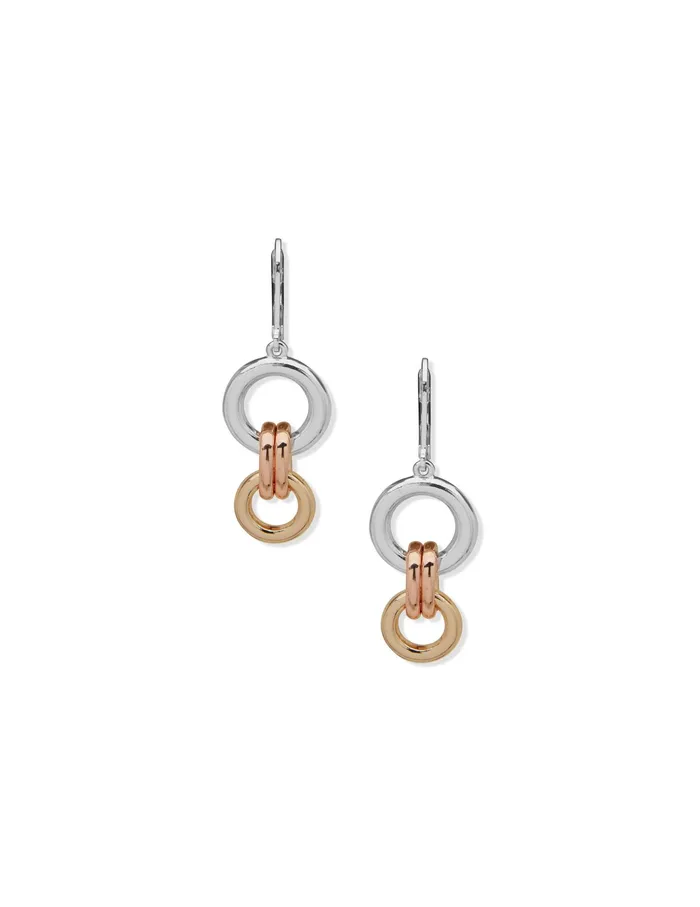 Anne Klein Double Drop Mixed Metal Pierced Earrings Mixed Metal Tone Women Watches 038 Jewelry