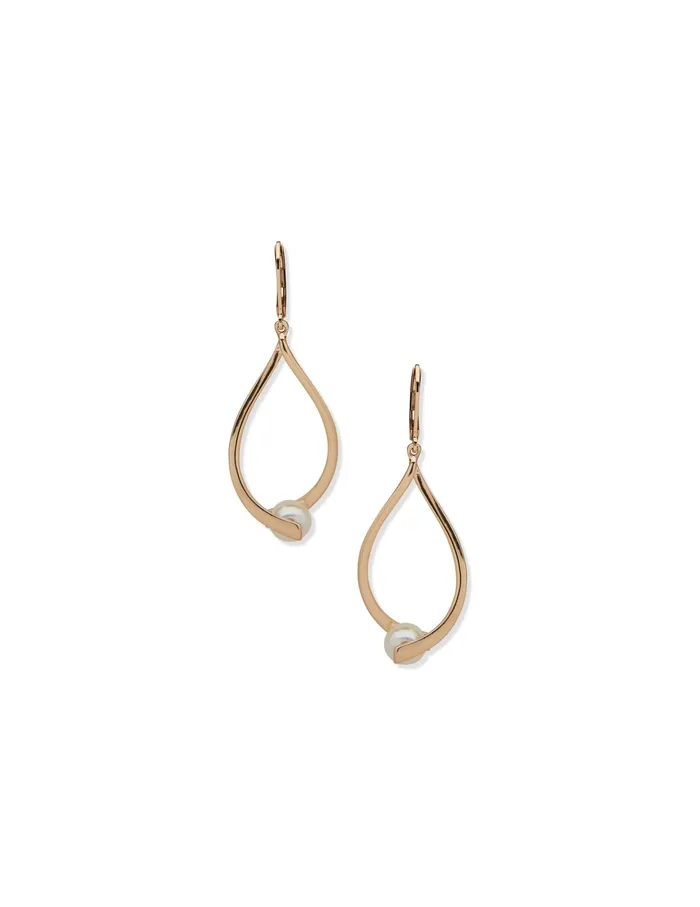 Anne Klein Drop With Pegged Pearl Pierced Earrings Gold Tone Women Watches 038 Jewelry