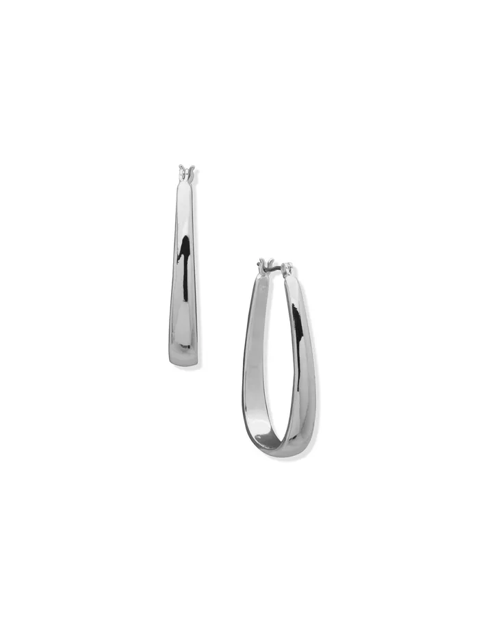 Anne Klein Elongated Hoop Earrings Silver Tone Women Watches 038 Jewelry