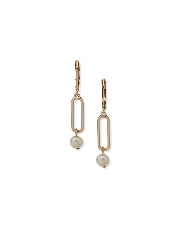 Anne Klein Faux Pearl Link Drop Earrings Goldtone Women Watches 038 Jewelry