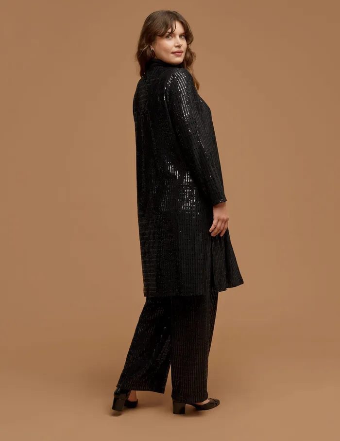 Anne Klein Plus Size Linear Shine Duster Anne Black Women Clothing