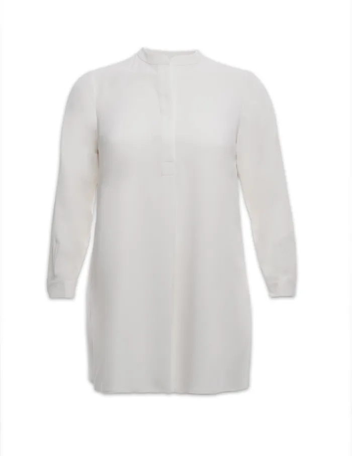 Anne Klein Plus Size Longer Length Nehru Tunic Anne White Women Clothing