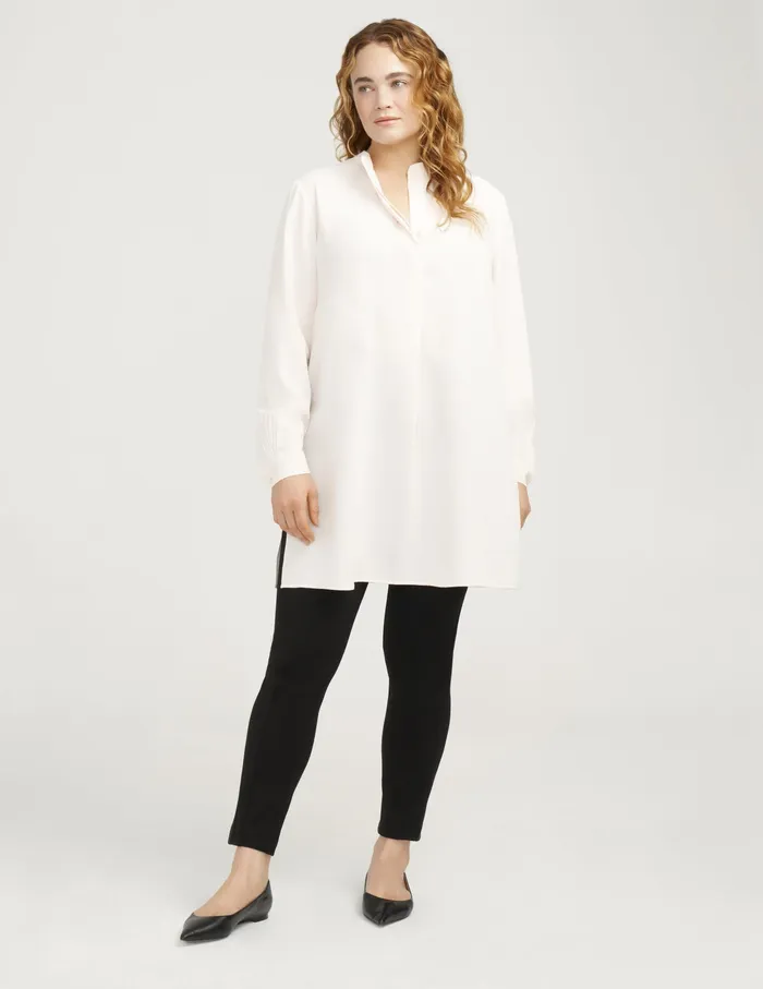 Anne Klein Plus Size Longer Length Nehru Tunic Anne White Women Clothing