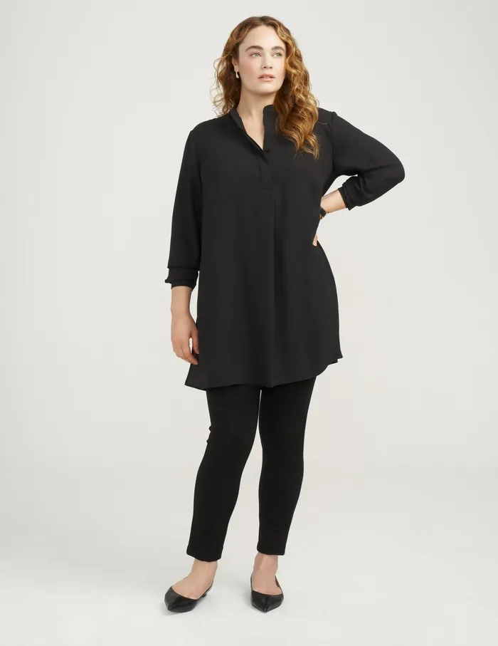 Anne Klein Plus Size Longer Length Nehru Tunic Anne White Women Clothing