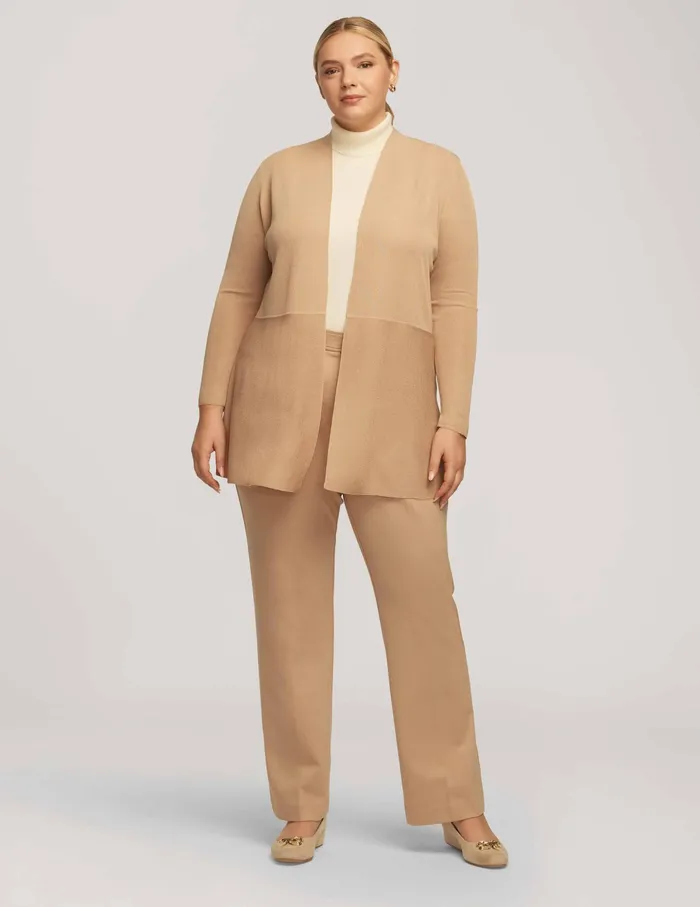 Anne Klein Plus Size Monterey Cardigan Latte Women Clothing