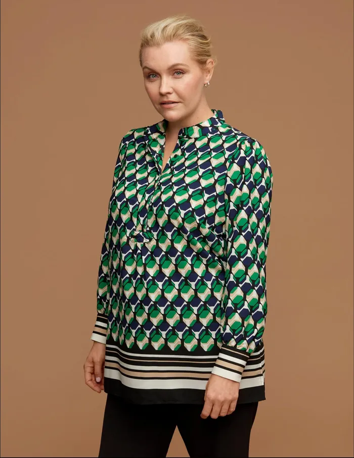 Anne Klein Plus Size Printed Poet Blouse Anne Black Women Clothing