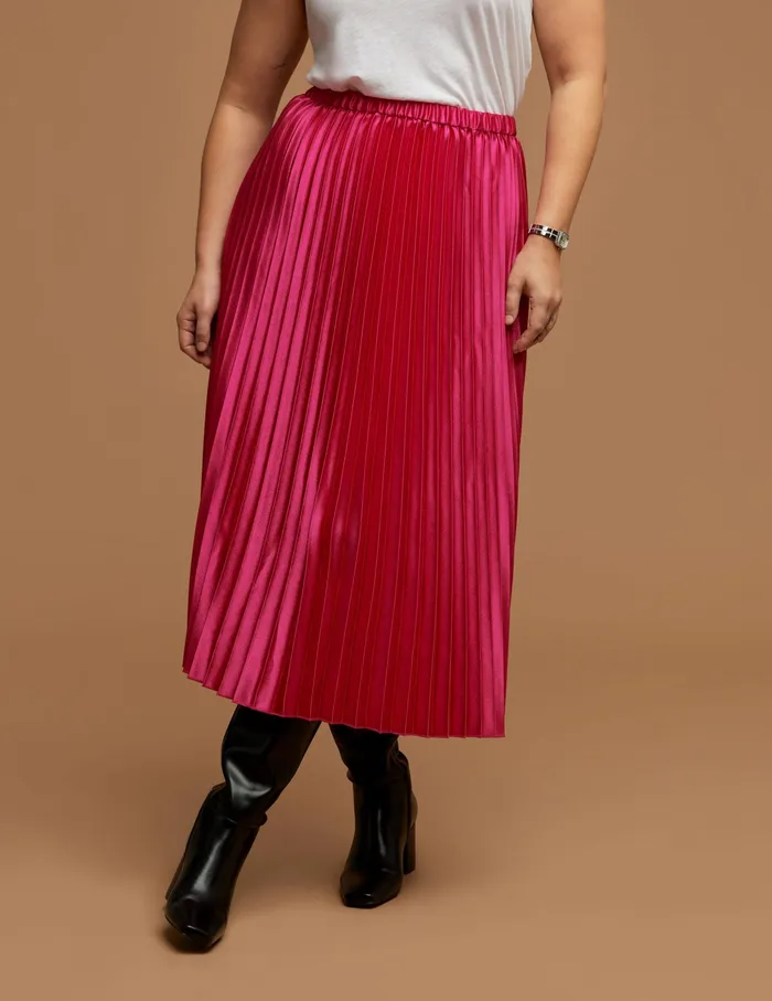 Anne Klein Plus Size Pull On Pleated Skirt Amaranth Women Clothing