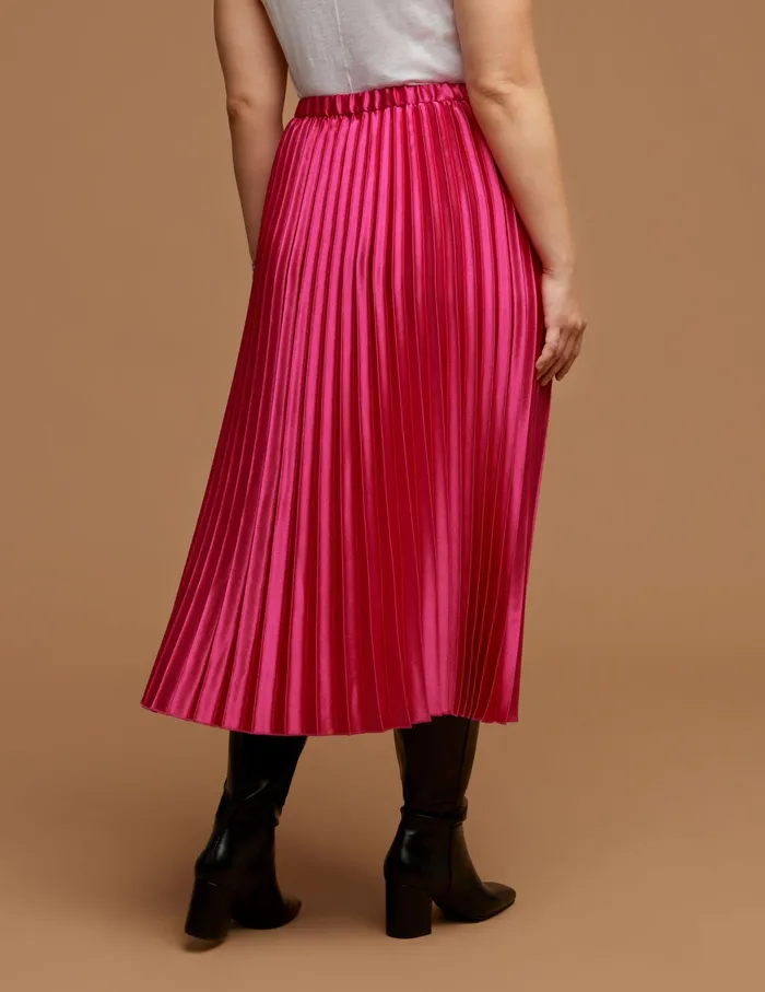 Anne Klein Plus Size Pull On Pleated Skirt Amaranth Women Clothing